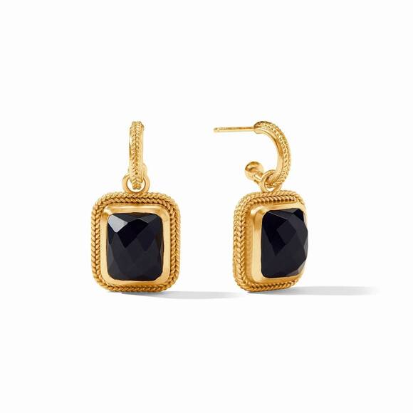 JULIE VOS Jewelry - NEW JULIE VOS women's cheval hoop & charm earrings in obsidian black